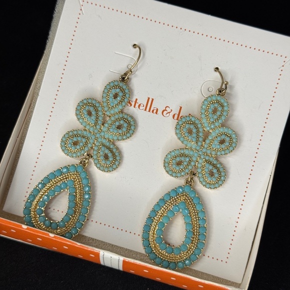Stella & Dot Turquoise Capri Chandelier Earrings NWT - Picture 2 of 2